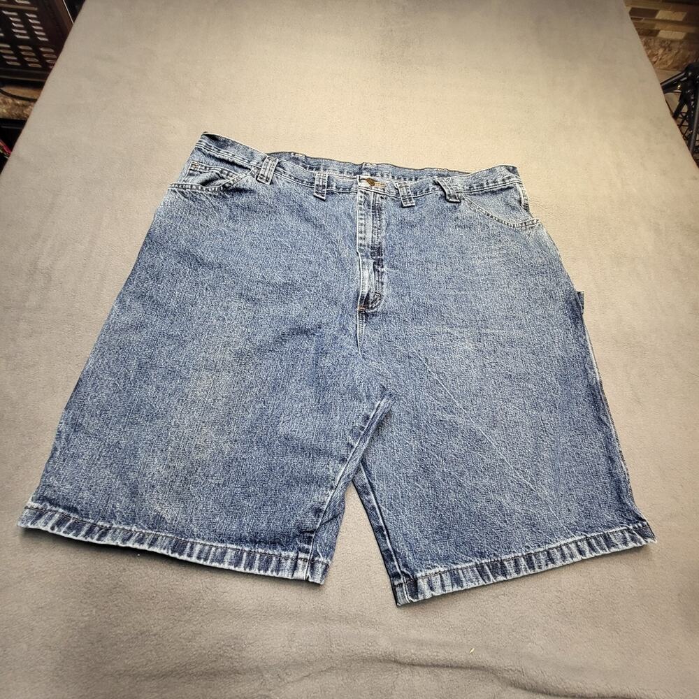 Wrangler Jean Shorts Mens 44 Blue Carpenter Regular Fit Jorts Distressed Denim